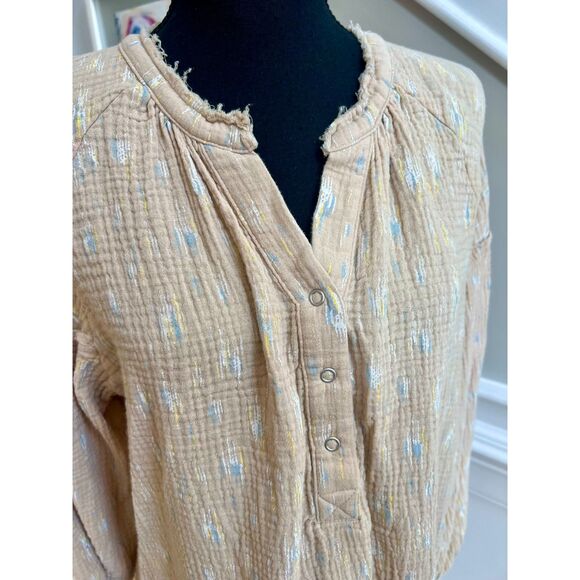 ☁️ Wonderly Waffle-Gauze Long Sleeve Blouse | Size XL | 100% Cotton - Picture 3 of 8